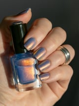 Blue pink chrome nails
